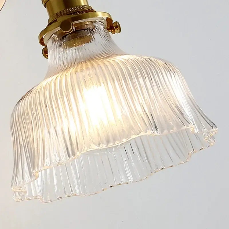 Antique brass glass rotate copper led wall sconce bedroom lamp