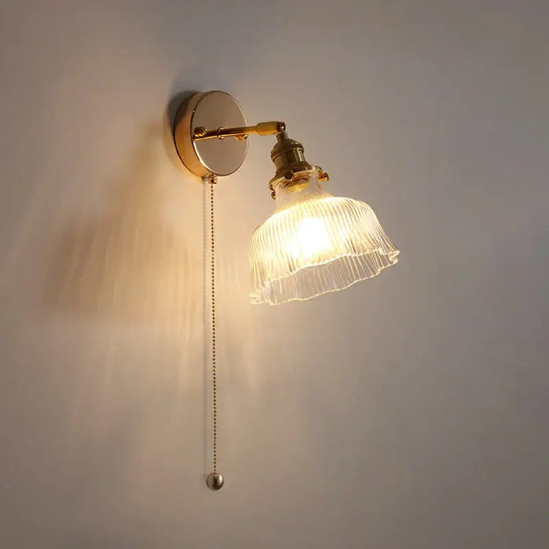 Antique brass glass rotate copper led wall sconce bedroom lamp