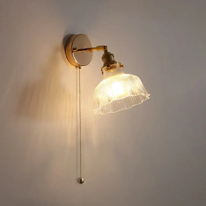 Antique brass glass rotate copper led wall sconce bedroom lamp