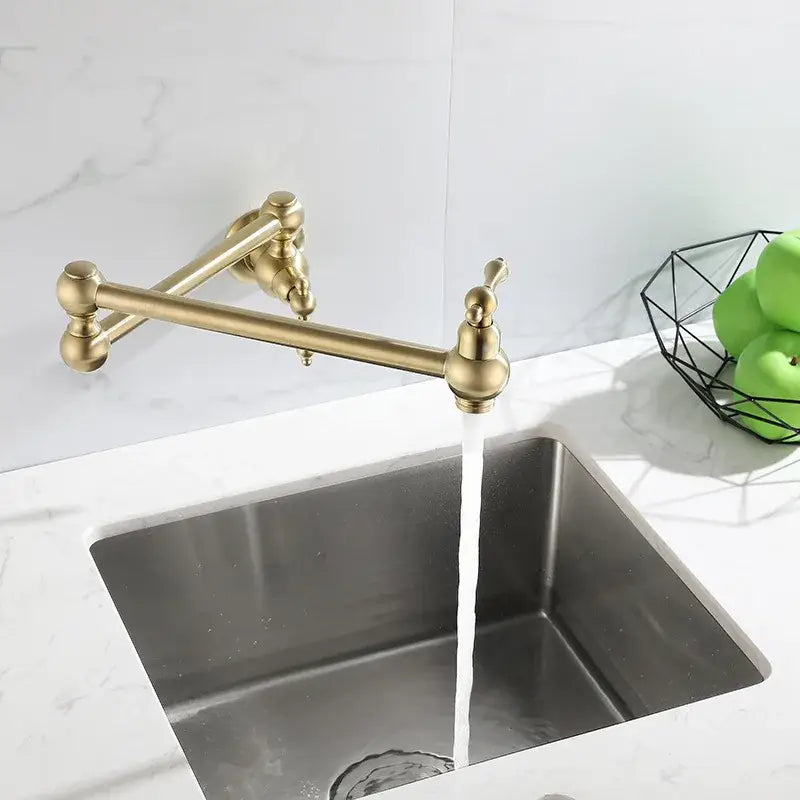 Antique brass gooseneck pot filler tap kitchen wall mounted faucet