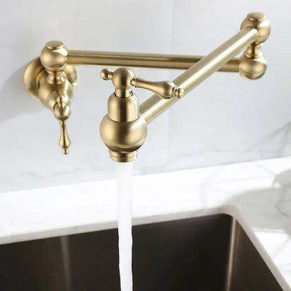 Antique brass gooseneck pot filler tap kitchen wall mounted faucet