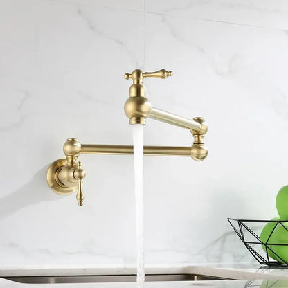 Antique brass gooseneck pot filler tap kitchen wall mounted faucet