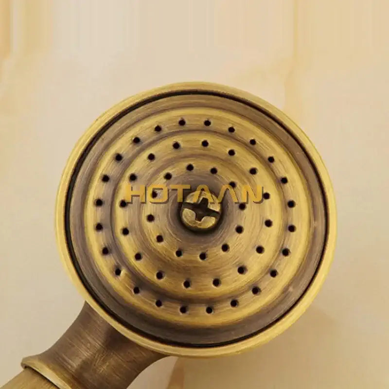 Antique brass hand shower set with wood grip – bathroom shower head