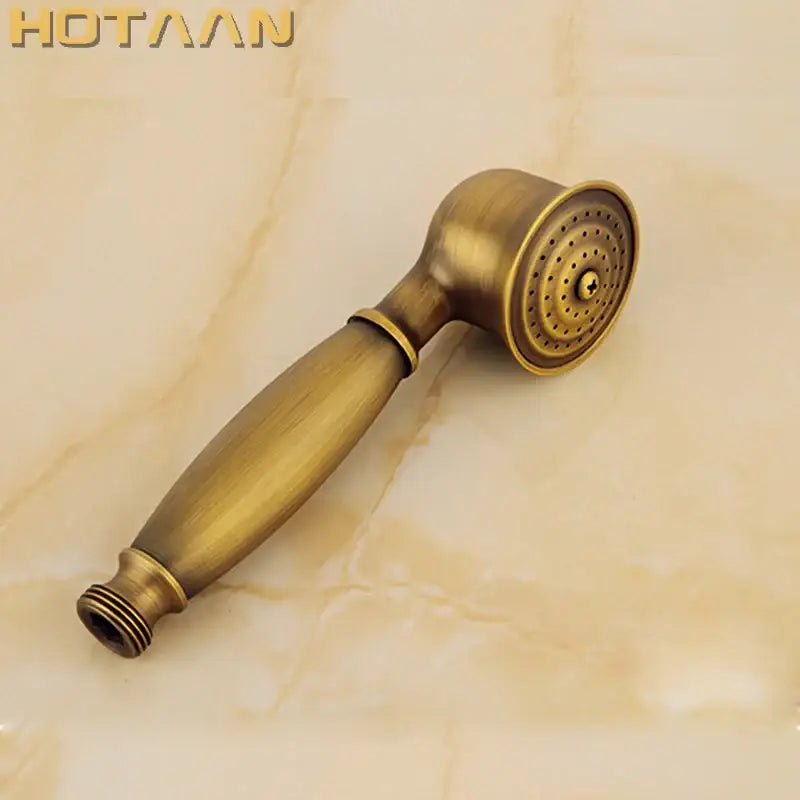 Antique brass hand shower set with wood grip – bathroom shower head