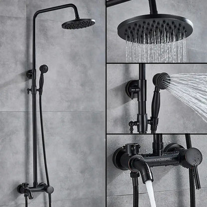 Antique brass handheld rainfall shower system bathroom mixer