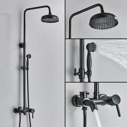 Antique brass handheld rainfall shower system bathroom mixer
