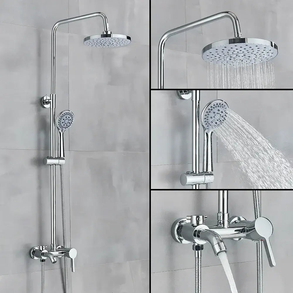 Antique brass handheld rainfall shower system bathroom mixer