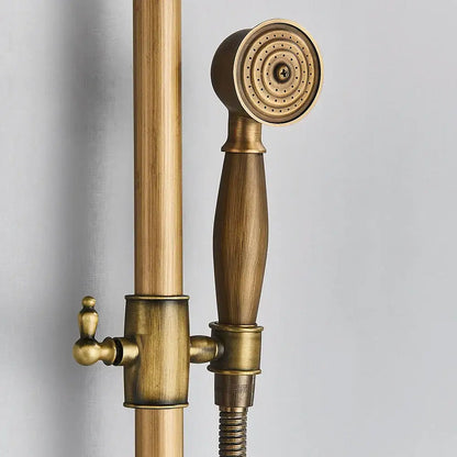 Antique brass handheld rainfall shower system bathroom mixer