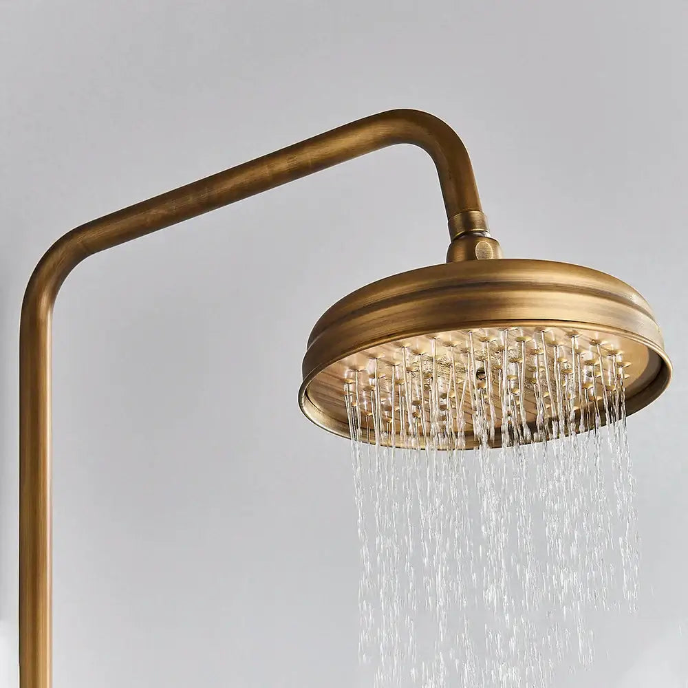 Antique brass handheld rainfall shower system bathroom mixer