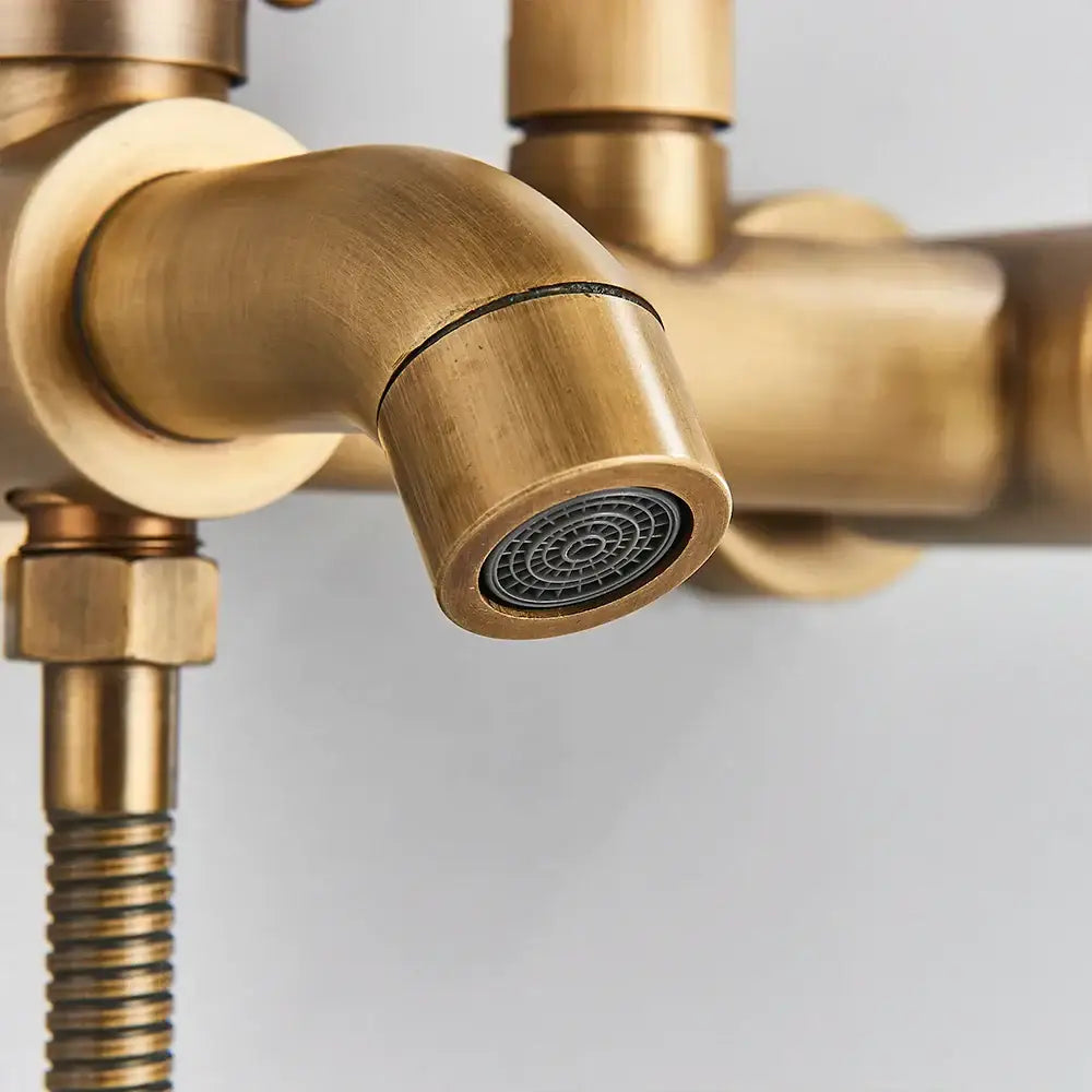 Antique brass handheld rainfall shower system bathroom mixer