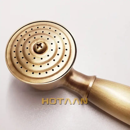 Antique brass handheld shower head bathroom circular spray face