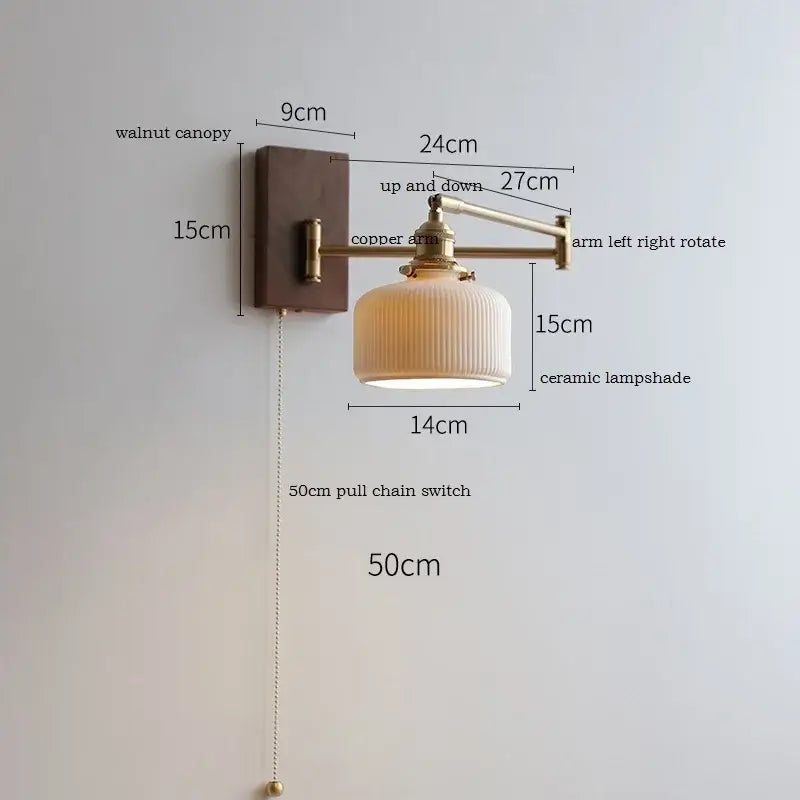 Antique brass industrial wall light with clear glass for bedroom