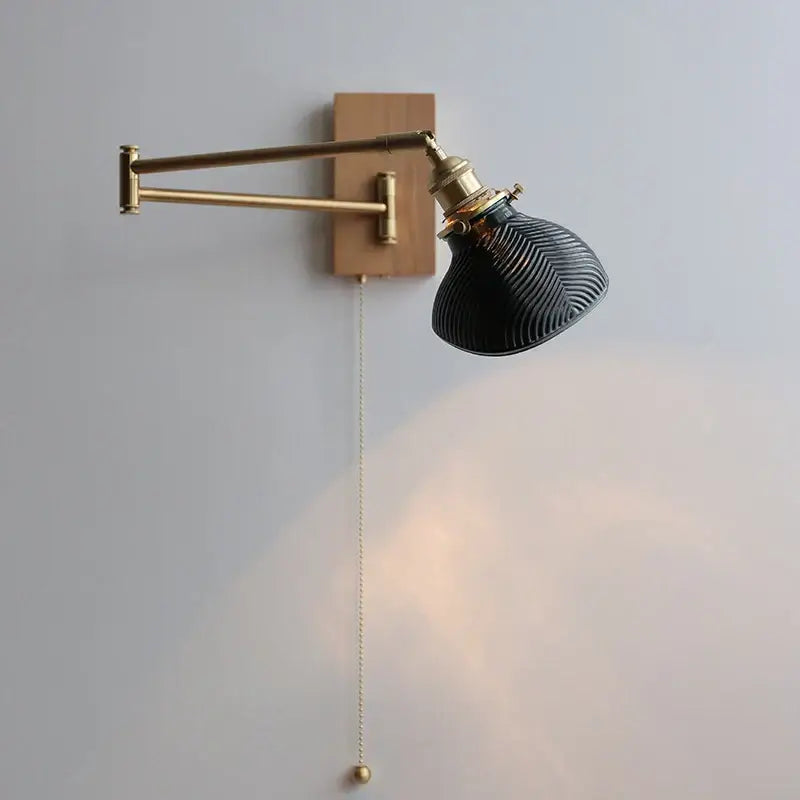 Antique brass industrial wall light with clear glass for bedroom