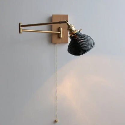 Antique brass industrial wall light with clear glass for bedroom