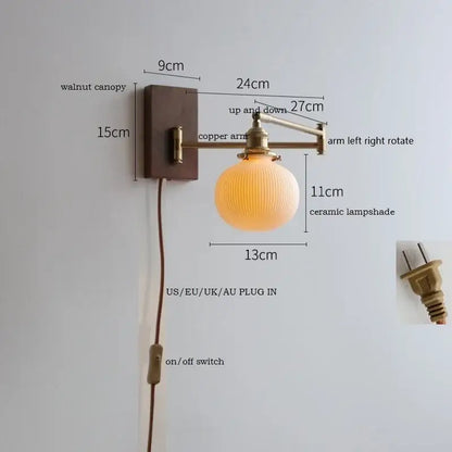 Antique brass industrial wall light with clear glass for bedroom