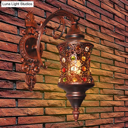 Antique brass mosaic filigree traditional iron wall lamp hallway light