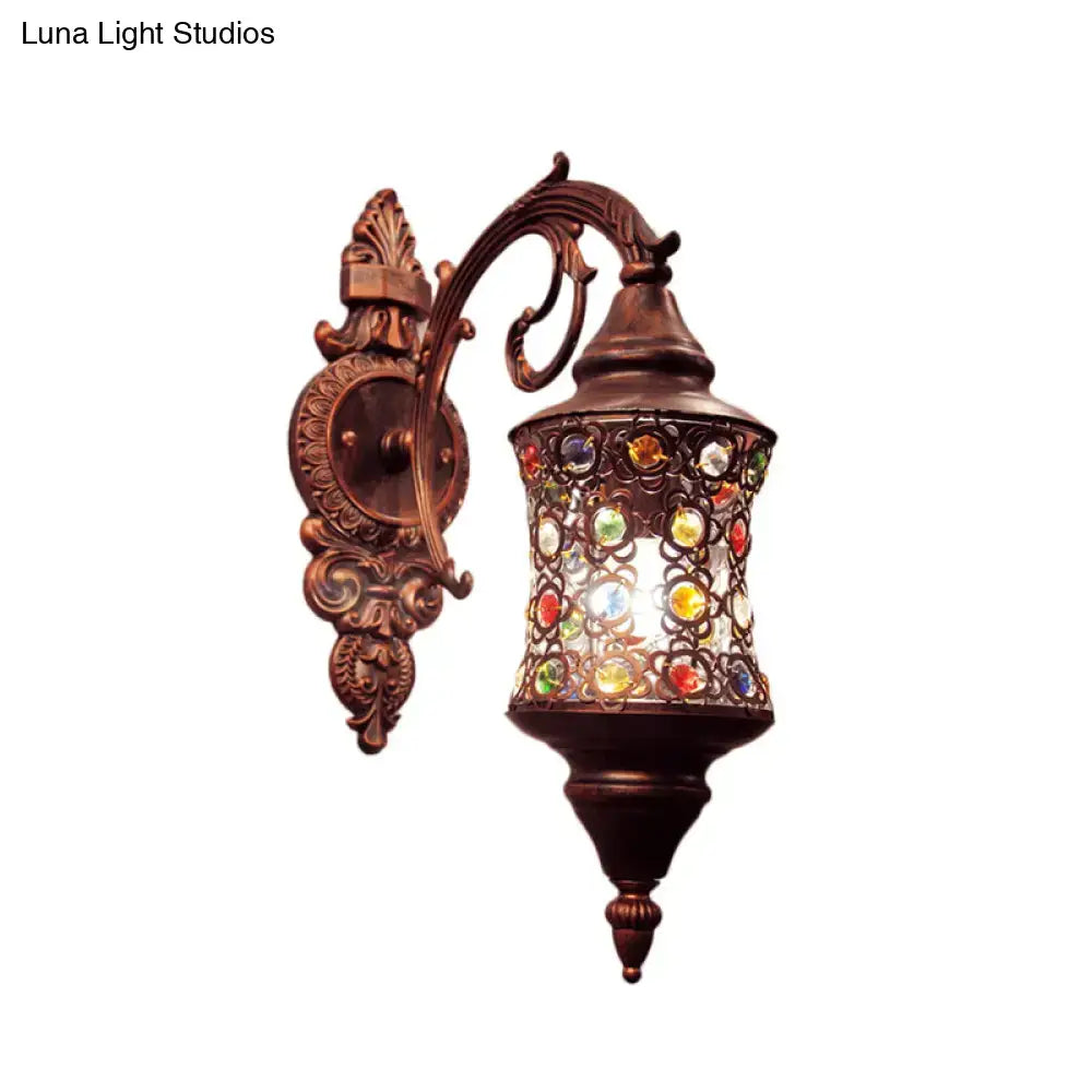 Antique brass mosaic filigree traditional iron wall lamp hallway light