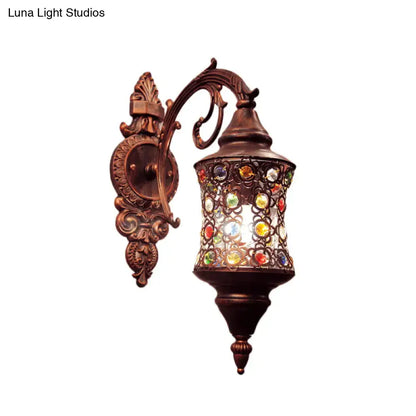 Antique brass mosaic filigree traditional iron wall lamp hallway light