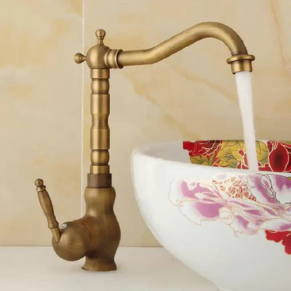 Antique brass ornate basin sink faucet bathroom mixer tap