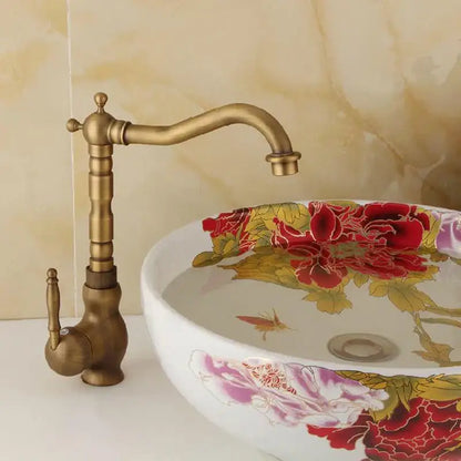 Antique brass ornate basin sink faucet bathroom mixer tap