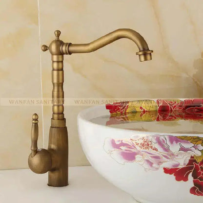 Antique brass ornate basin sink faucet bathroom mixer tap