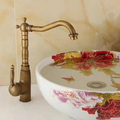 Antique brass ornate basin sink faucet bathroom mixer tap