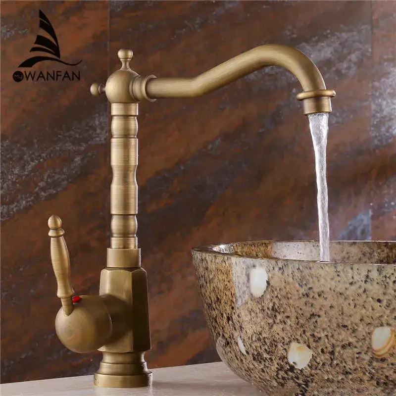 Antique brass ornate basin sink faucet bathroom mixer tap
