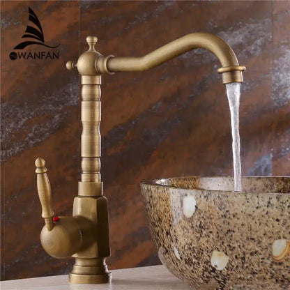 Antique brass ornate basin sink faucet bathroom mixer tap