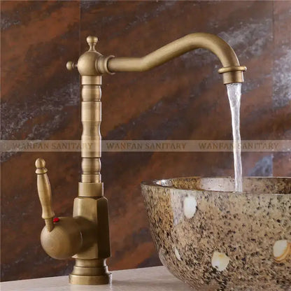 Antique brass ornate basin sink faucet bathroom mixer tap