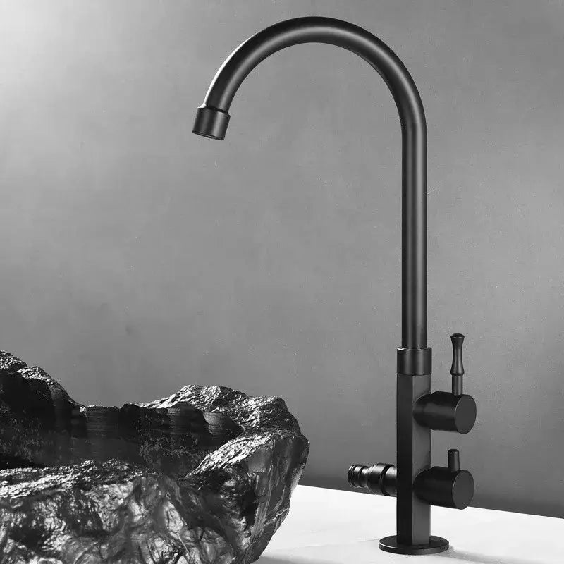 Antique brass outdoor faucet with dual control knobs for kitchens