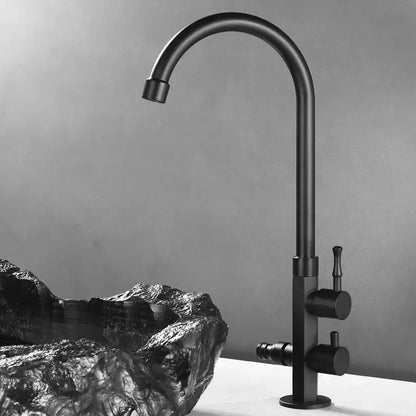 Antique brass outdoor faucet with dual control knobs for kitchens