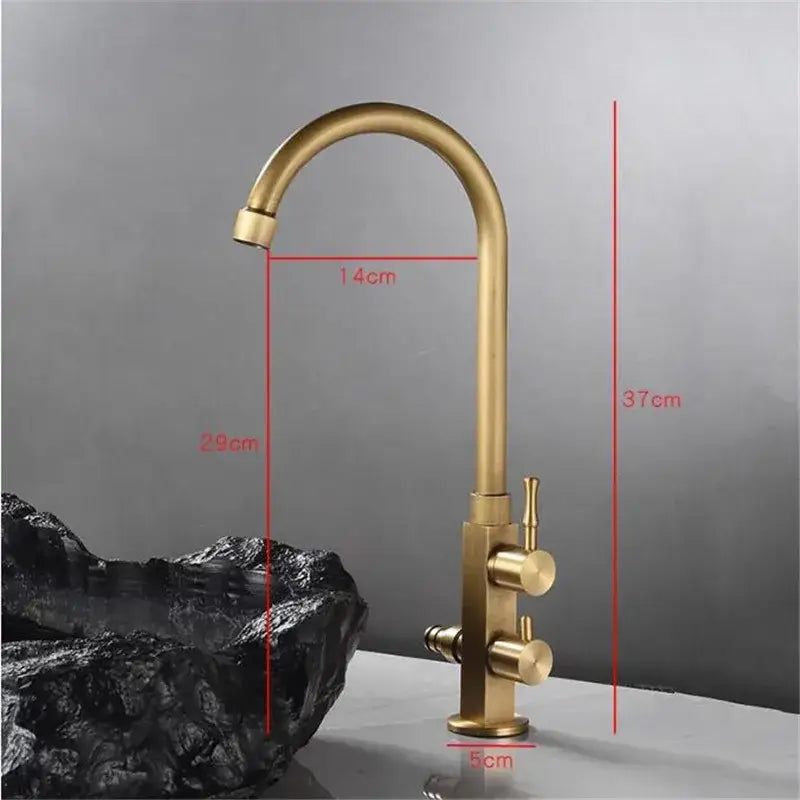 Antique brass outdoor faucet with dual control knobs for kitchens