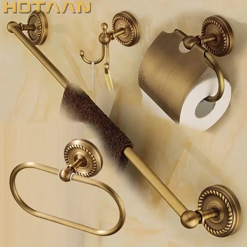 Antique brass rope twist 4 piece bathroom set – bathroom kit