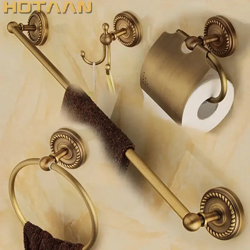 Antique brass rope twist 4 piece bathroom set – bathroom kit