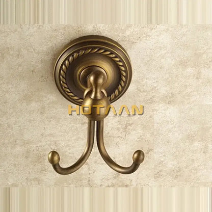 Antique brass rope wall hooks bathroom double coat hanger