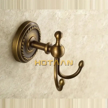 Antique brass rope wall hooks bathroom double coat hanger