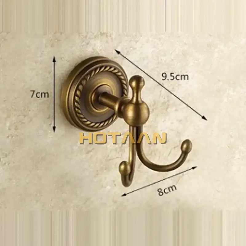 Antique brass rope wall hooks bathroom double coat hanger