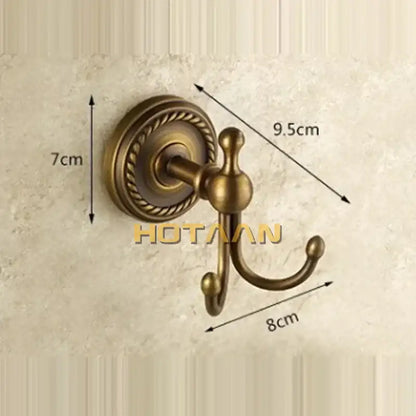 Antique brass rope wall hooks bathroom double coat hanger