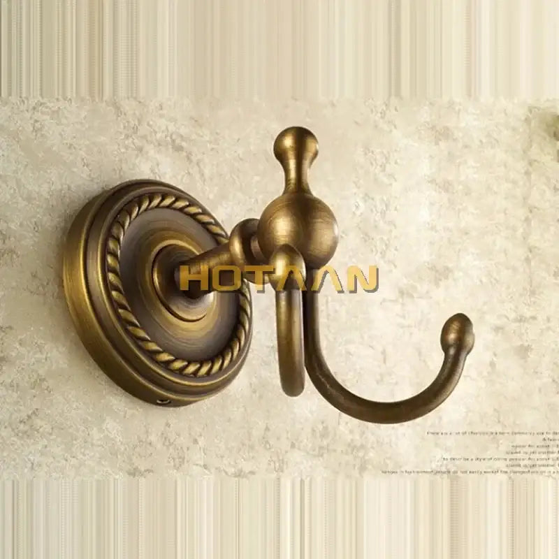 Antique brass rope wall hooks bathroom double coat hanger