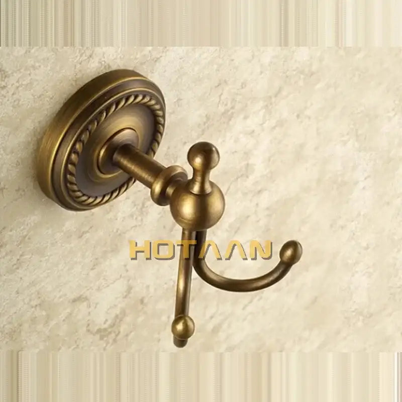 Antique brass rope wall hooks bathroom double coat hanger