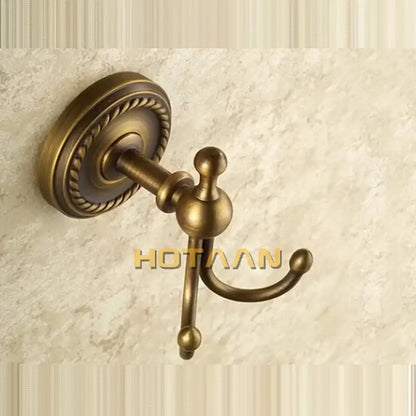 Antique brass rope wall hooks bathroom double coat hanger
