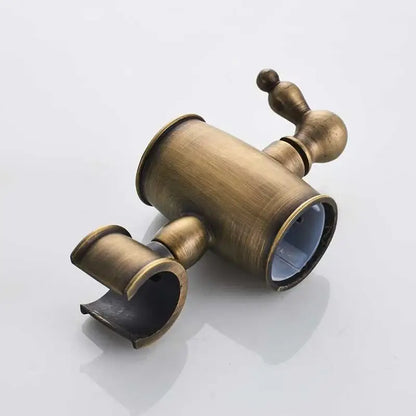 Antique brass round shower faucet set with handheld sprayer bathroom