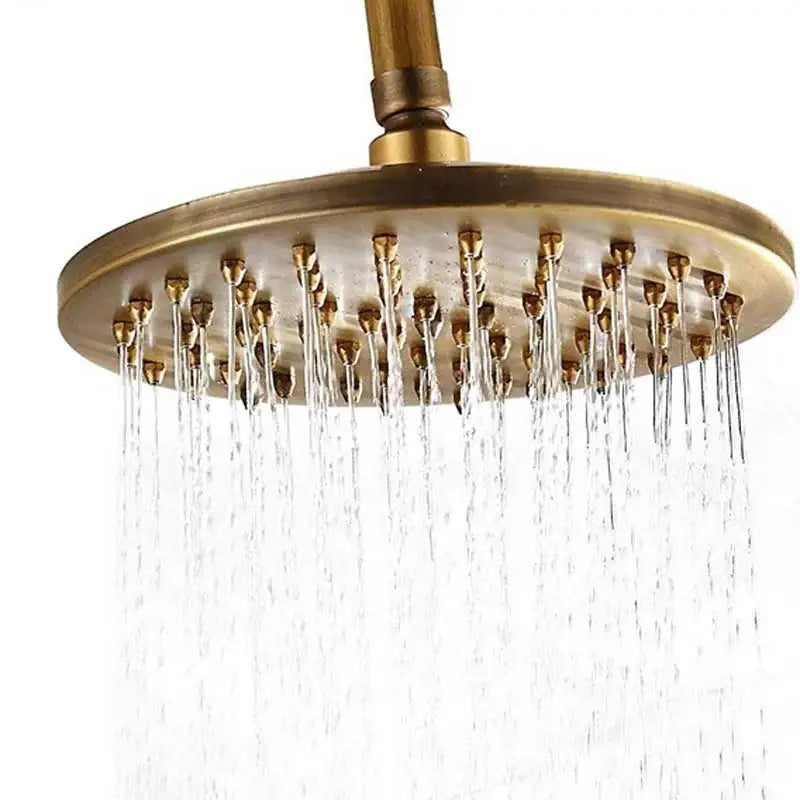 Antique brass round shower faucet set with handheld sprayer bathroom