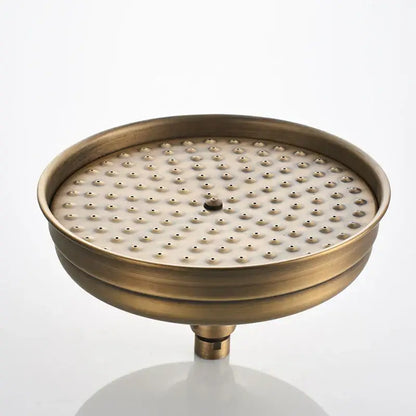 Antique brass round shower faucet set with handheld sprayer bathroom