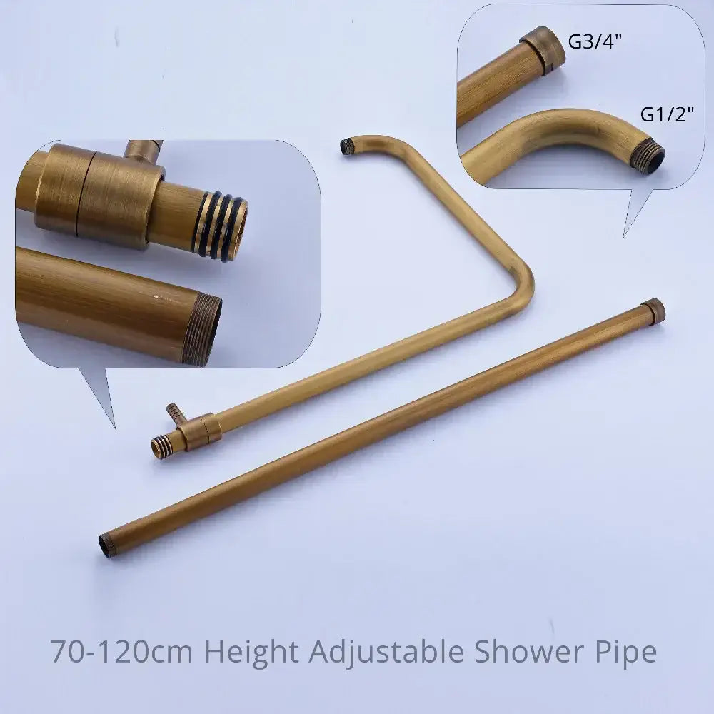 Antique brass shower set with rainhead and handshower – bathroom