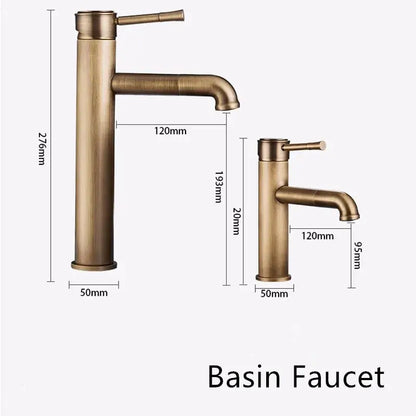 Antique brass single handle bronze basin faucet bathroom rotating mixer