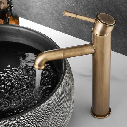 Antique brass single handle bronze basin faucet bathroom rotating mixer