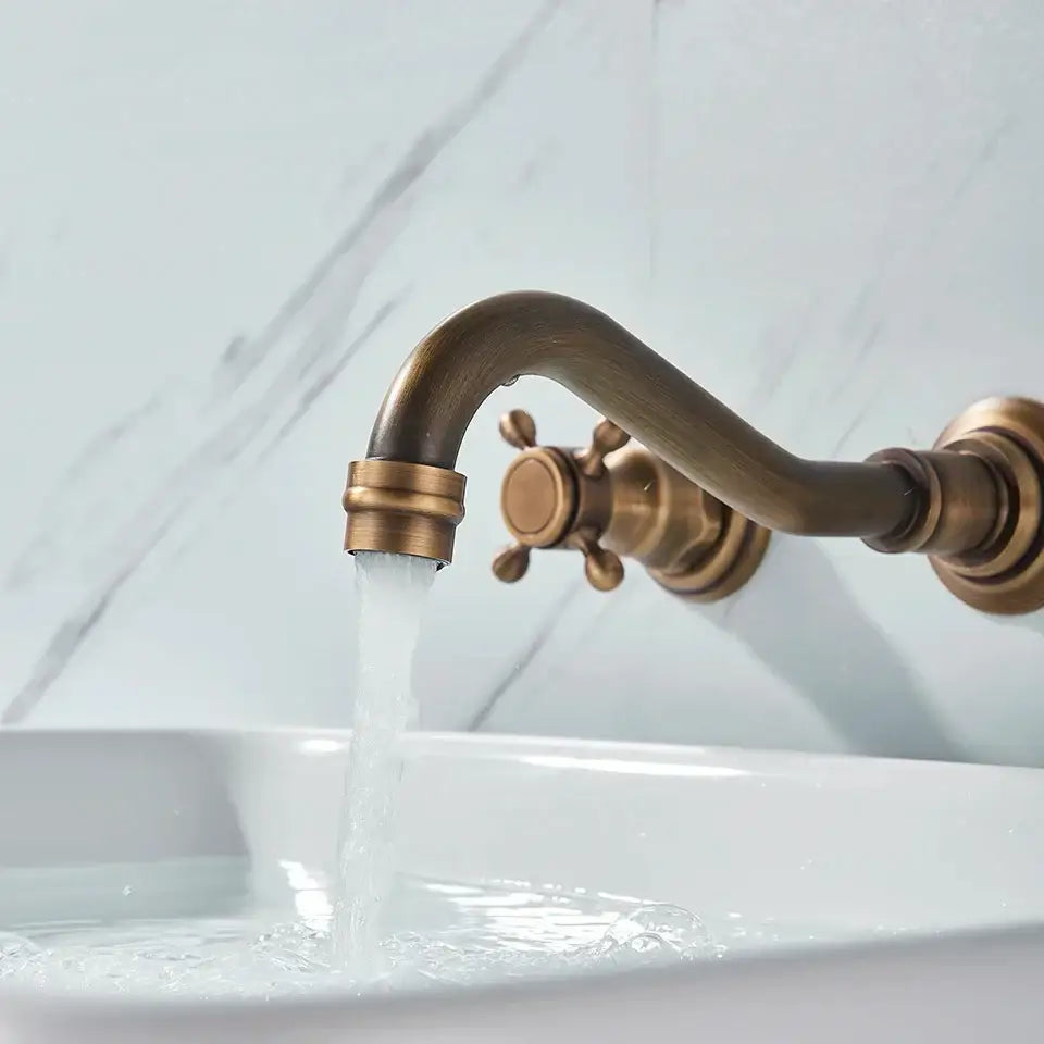 Antique brass wall mounted black basin faucet bathroom mixer