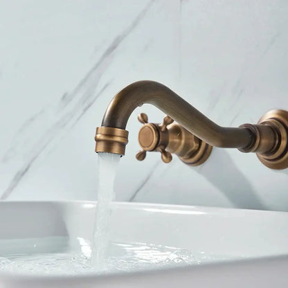 Antique brass wall mounted black basin faucet bathroom mixer
