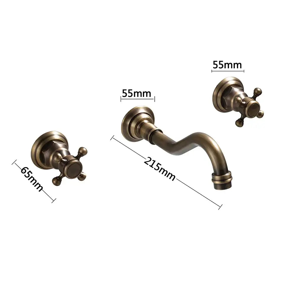 Antique brass wall mounted black basin faucet bathroom mixer
